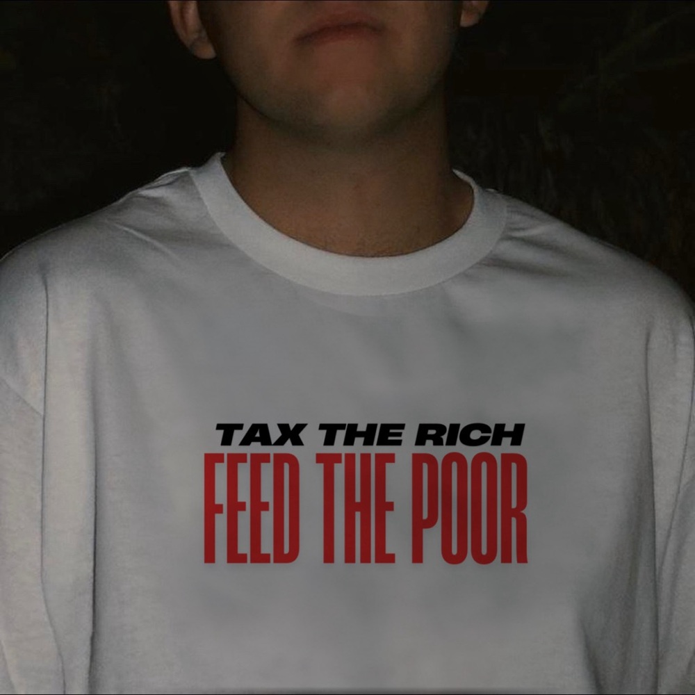 Red and Black Short Sleeve Tee with Bold Graphic Text